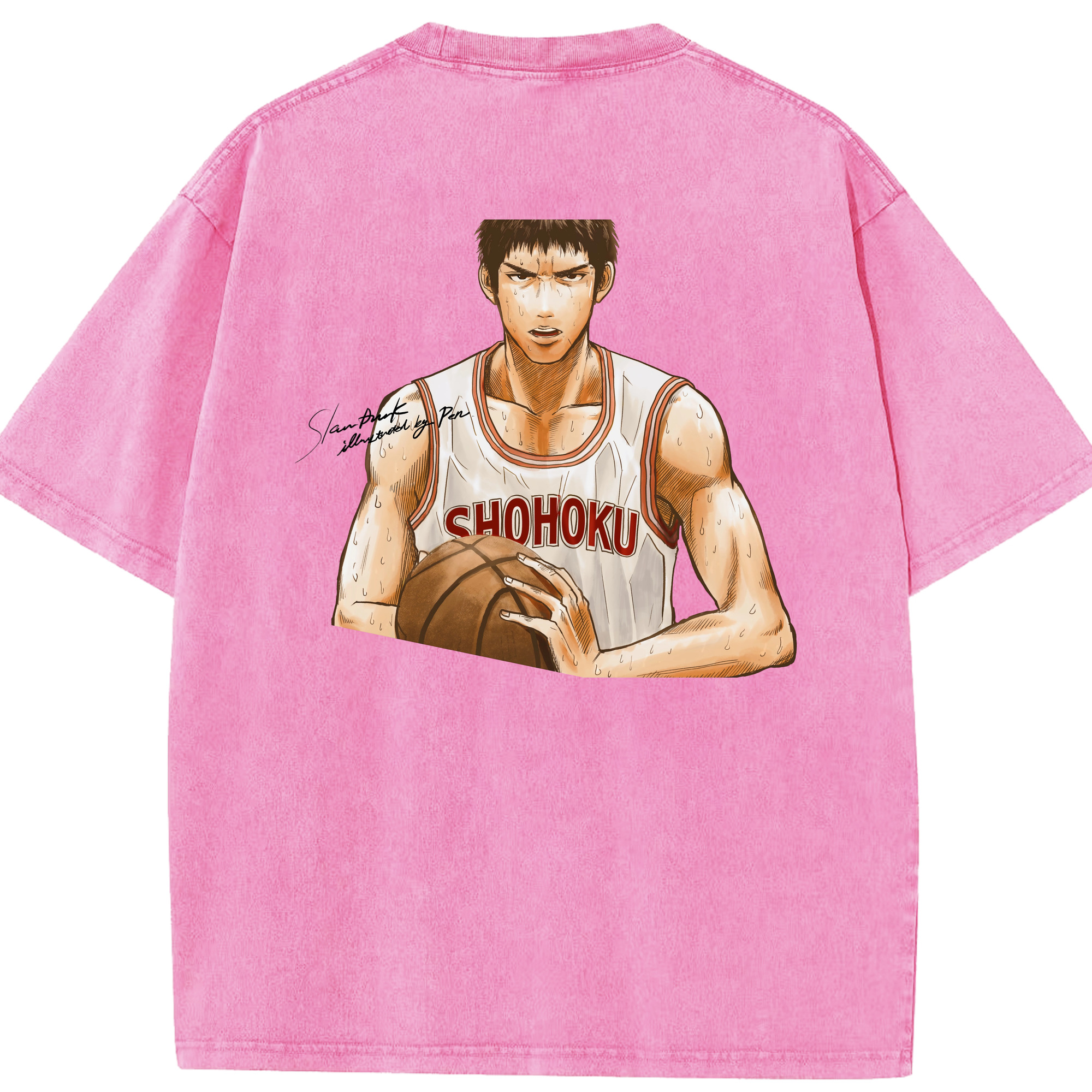 SLAM DUNK／スラムダンク 綿100% ヴィンテージ風 半袖Tシャツ（背面プリント）